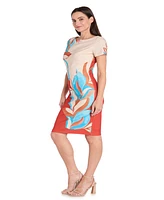 R & M Richard Petite Colorblocked Placement-Print Sheath Dress