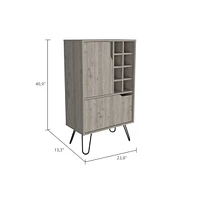 Depot E-shop Zamna L Bar Single Door Cabinet, Eight Built-in Wine Rack, Four Legs, Light Gray