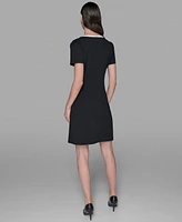 Karl Lagerfeld Paris Women's Scuba Crepe Bow A-Line Dress