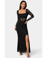 Bebe Women's Lace Illusion Maxi Dress