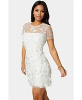 Bebe Women's 3D Floral Fit and Flare Mini Dress