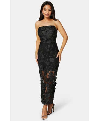 Bebe Women's Strapless 3D Lace Column Dress