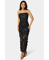 Bebe Women's Strapless 3D Lace Column Dress