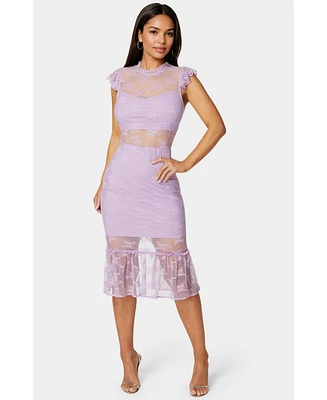 Bebe Women's Illusion Lace Midi Dress