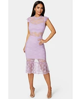 Bebe Women's Illusion Lace Midi Dress