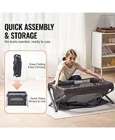 Baby Travel Crib Play Yard Folding Baby Toddler Playpen with Zipper Gate