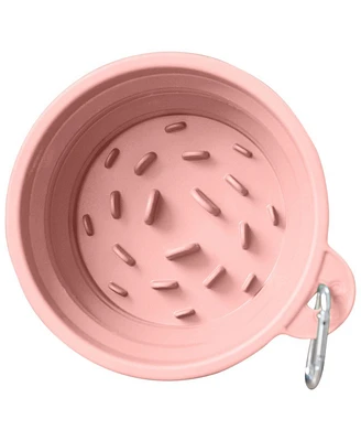 Slow-Feeder, Non-Skid, Bpa-Free Silicone Travel Dog Bowl