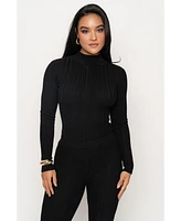Jluxlabel Women's Ribbed Mock Neck Top