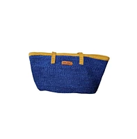 Sawa Sawa Nourishment Rectangular Handmade Laptop Work Sisal Straw Blue Basket Tote Handbag