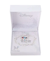 Disney Mickey and Minnie Cubic Zirconia Football Heart Charm Chain Bracelet