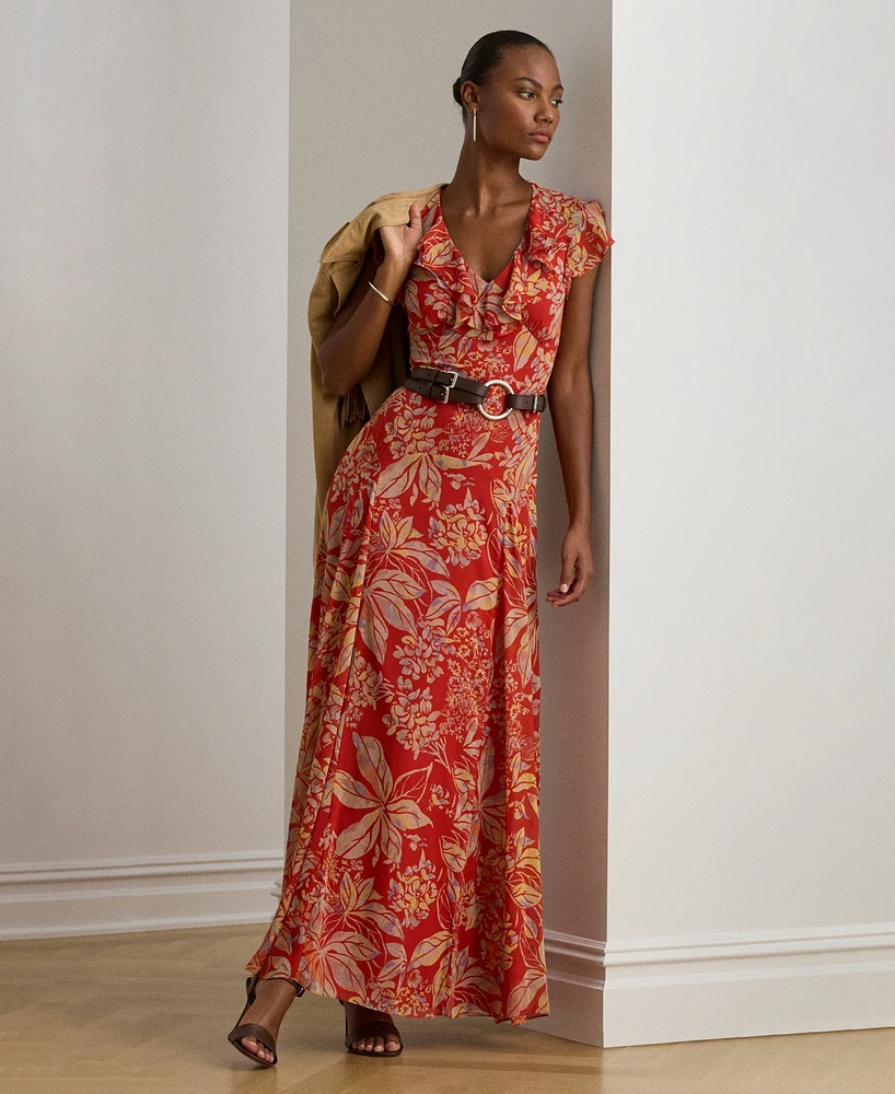 Lauren Ralph Women's Printed Empire-Waist Long Dress