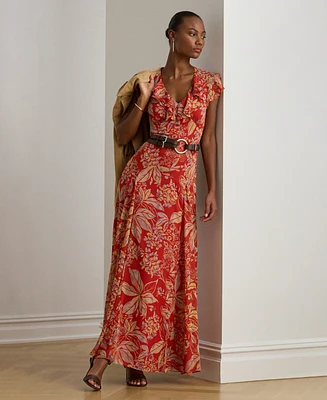 Lauren Ralph Women's Printed Empire-Waist Long Dress