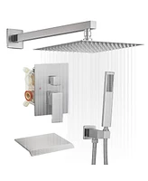 Greenspring -Spray Patterns With .5 Gpm in. Showerhead Wall Mounted Dual Shower Heads Valve Brushed Nickel