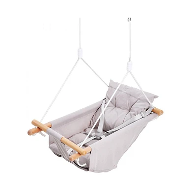 Slickblue Toddler Canvas Hammock Swing 3 Modes Swing 5-Point Harness Indoor Outdoor