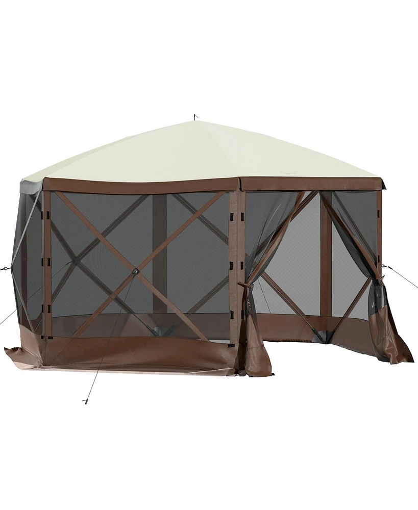 Slickblue 6-Sided Pop-Up Camping Gazebo Tent for 8 Person Waterproof Screen Shelter with Bag