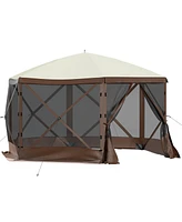 Slickblue 6-Sided Pop-Up Camping Gazebo Tent for 8 Person Waterproof Screen Shelter with Bag