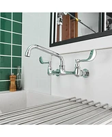Greenspring Double Handle Wall Mount Standard Kitchen Faucet with 8 in. Swivel Spout 8 in. Center in Polished Chrome