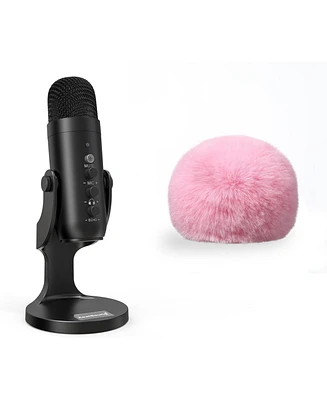 ZealSound Usb Condenser Microphone k66 and d65p Furry Cover Bundle