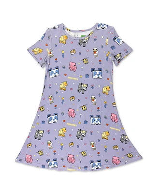 Bellabu Bear Girls' Minecraft Pixel Pals Short Sleeve Dress