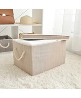 WeThinkStorage 34L Folding Fabric Storage Bin w/Rope Handle and Lid - Clay
