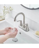 4 in. Centerset 2-Handle High-Arc Bathroom Faucet Brushed Nickel