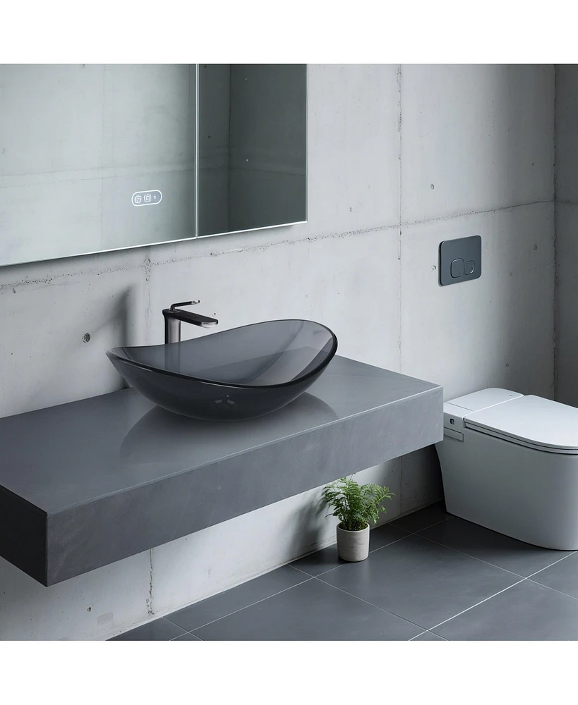 Aquaterior Bathroom Faucet Vessel Sink Kit Vanity Mixer Tap Tempered Glass Sink
