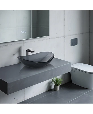 Aquaterior Bathroom Faucet Vessel Sink Kit Vanity Mixer Tap Tempered Glass Sink
