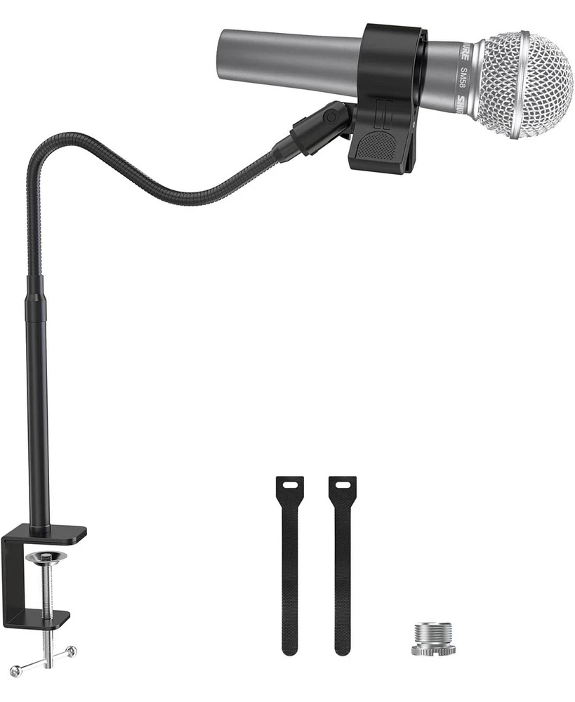 ZealSound 19-inch Microphone Stand, Flexible Gooseneck Clip Holder for Mics with 1.03"–2.59" Outer Diameter, 3/8"–5/8" Adapter, for Blue Yeti