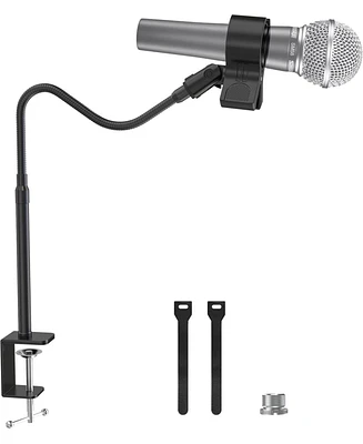 ZealSound 19-inch Microphone Stand, Flexible Gooseneck Clip Holder for Mics with 1.03"–2.59" Outer Diameter, 3/8"–5/8" Adapter, for Blue Yeti