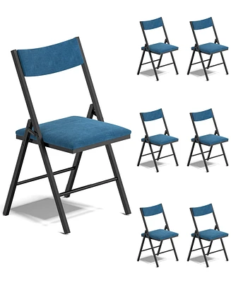Sugift 6 Pack Velvet Padded Folding Chair Comfortable and Heavy-Duty Seating
