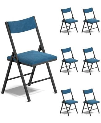 Sugift 6 Pack Velvet Padded Folding Chair Comfortable Heavy Duty Seating