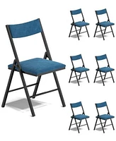 Sugift 6 Pack Velvet Padded Folding Chair Comfortable Heavy Duty Seating