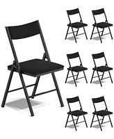 Sugift 6 Pack Velvet Padded Folding Chair Comfortable and Heavy-Duty Seating