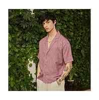 Campus Sutra Men's Brick Red Heathered Korean Oversized Shirt