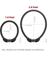 Bike Lock 5 Digit Cable Lock Lightweight Bicycle Lock Bike Lock Combination Portable Lock for Bike 22inch Black