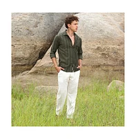 Campus Sutra Men's Fern Green Multitrack-Striped Shirt