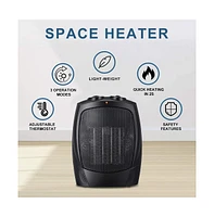 Zafro Portable Space Heater, 750W/1500W Ceramic Fan, Adjustable Thermostat, Energy-Efficient, Safe, Quiet, Quick Heating for Home & Office