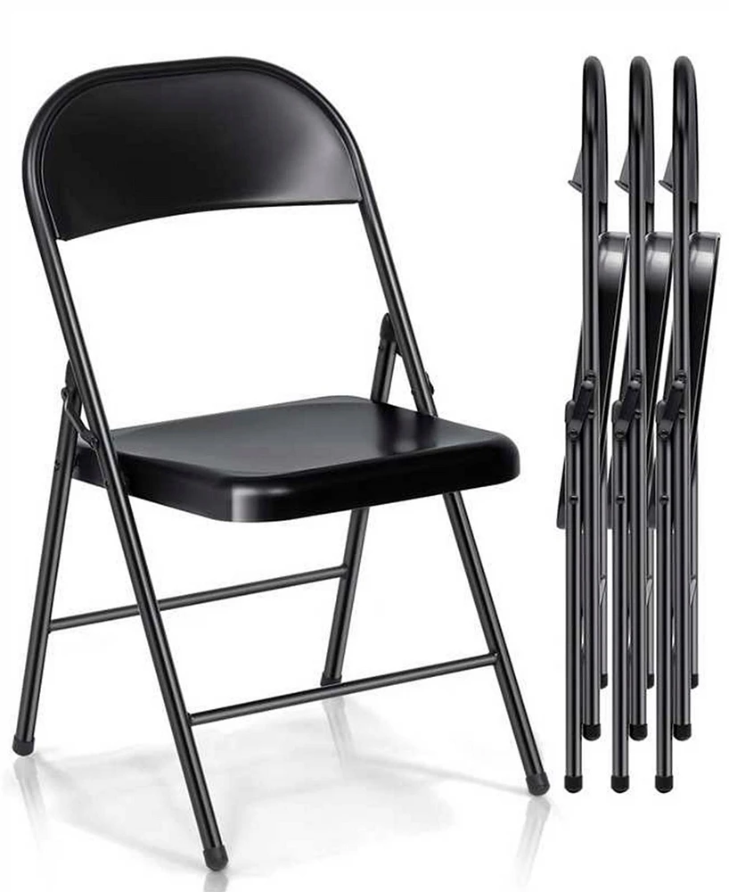 Sugift 4-Pack Heavy Duty Folding Chairs – 450lb Capacity Commercial-Grade Steel Frame Chairs for Events, Parties & Offices (Black)