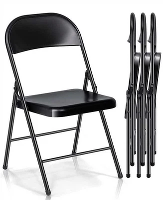 Sugift 4-Pack Heavy Duty Folding Chairs – 450lb Capacity Commercial-Grade Steel Frame Chairs for Events, Parties & Offices (Black)