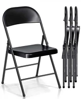 Sugift 4-Pack Heavy Duty Folding Chairs – 450lb Capacity Commercial-Grade Steel Frame Chairs for Events, Parties & Offices (Black)