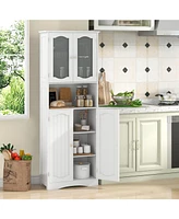 Slickblue Bathroom Storage Cabinet with Frost Glass Doors and Shelves