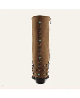 Arianna Old Gold Leather Cowgirl Boots - Stylish Western Footwear & Comfort By Buck Brana