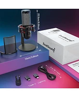 ZealSound Gaming Usb Rgb Microphone Bkd-12a and 19inch gooseneck Flexible Microphone arm Stand H19