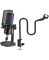 ZealSound Gaming Usb Rgb Microphone Bkd-12a and 19inch gooseneck Flexible Microphone arm Stand H19