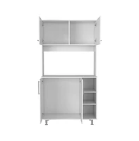 Malta Kitchen Pantry Double Door Cabinet, Four Legs, Three Shelves, Black