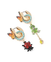 Betsey Johnson Faux Stone Backyard Butterfly Frog Mismatch Earrings