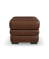 Flexsteel David 36" Pecan Leather Ottoman