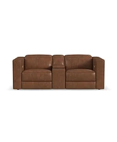 Flexsteel Austin 84" Chestnut Leather Power Reclining Loveseat with Console