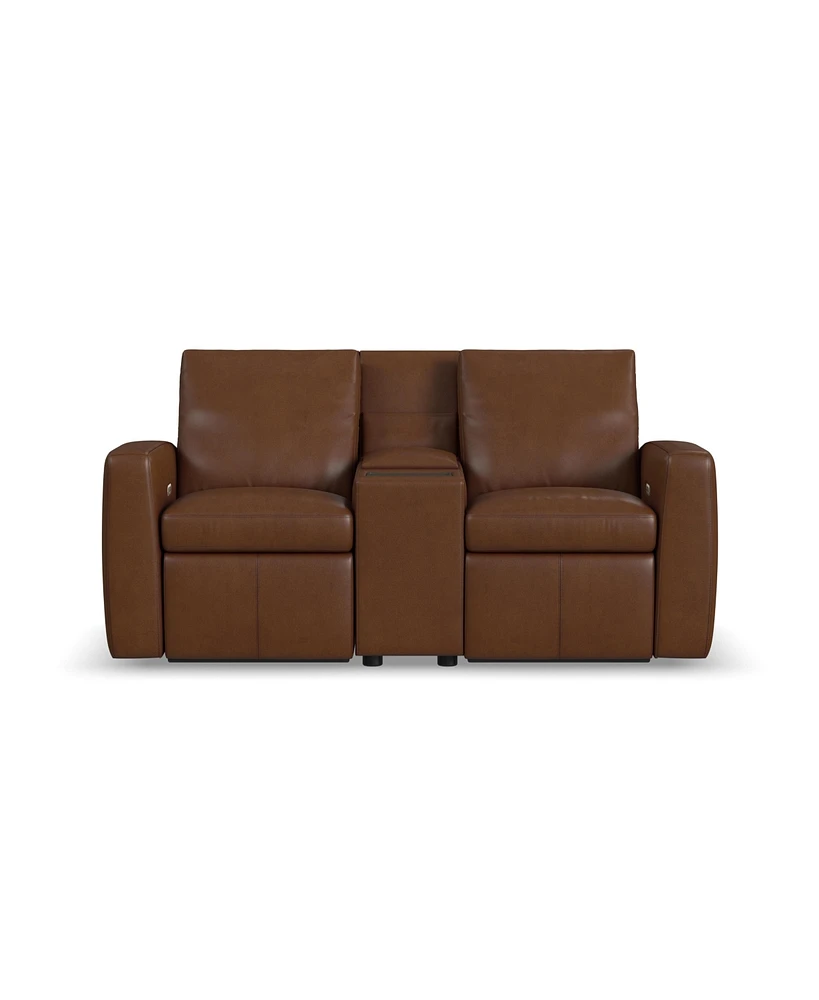 Flexsteel Aria 75" Sedona Leather Power Reclining Loveseat with Console