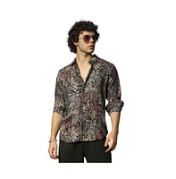 Campus Sutra Men's Multicolour Regal Foliage Shirt